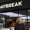White man in front of a Daybreak store